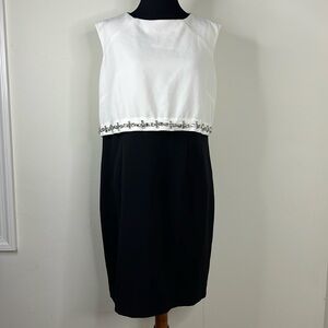 JOANNA HOPE White/Black Embellished Dress L